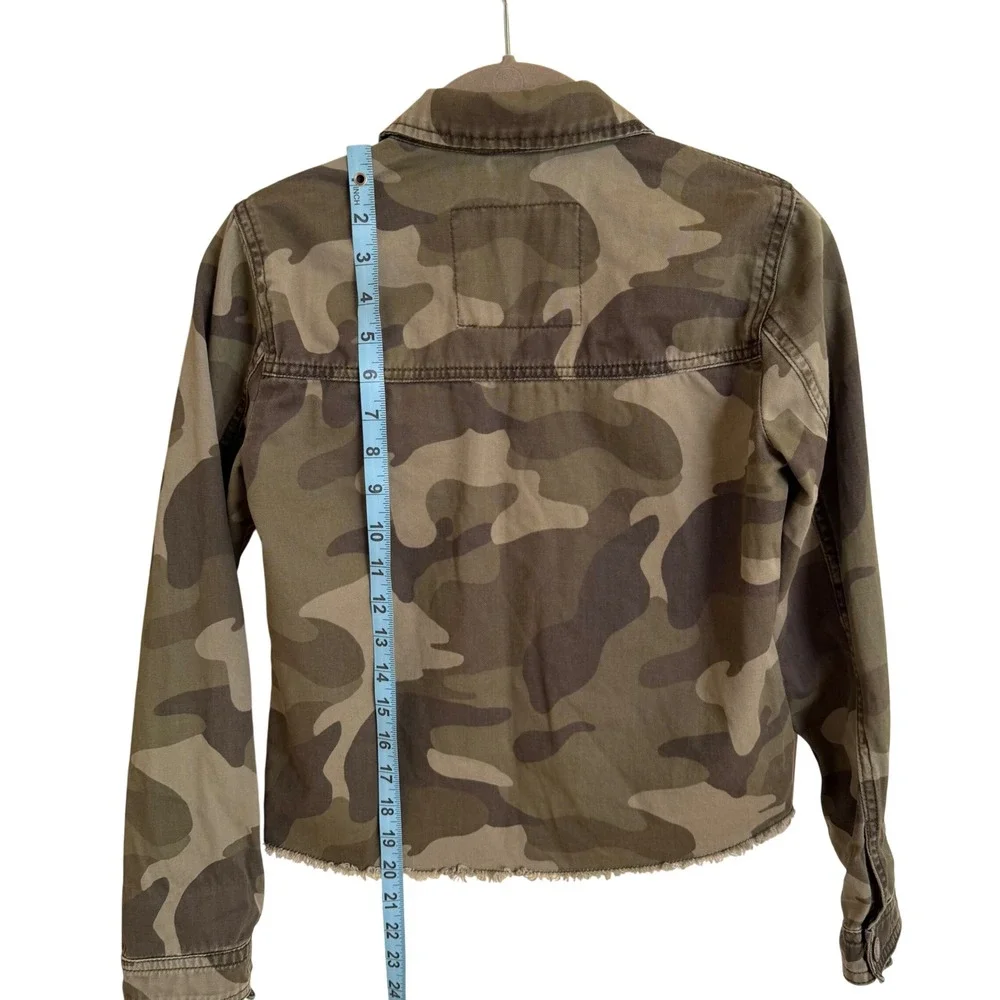 Abercrombie Kids Camo Utility Jacket Girls 11/12 Frayed Hem Cotton Camouflage